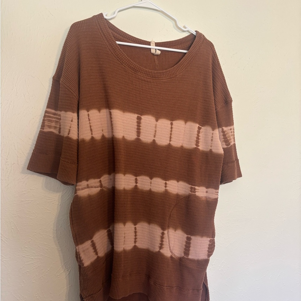 We The Free People Canyon Wash Tie Dye Waffle Tunic Shirt Medium - Picture 2 of 2